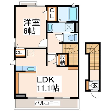 中小峯 徒歩7分 2階の物件間取画像